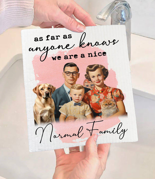 Set of 2 -  We are a nice normal Family Funny SWEDISH DISH CLOTH