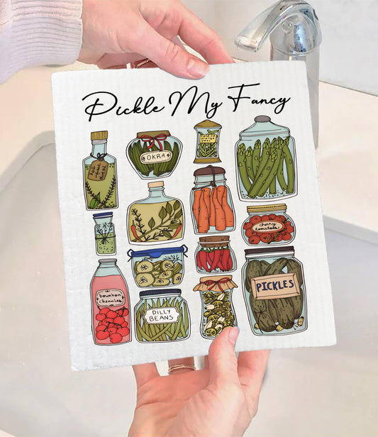 Set of 2 -  Pickle My Fancy Vintage Pickles SWEDISH DISH CLOTH