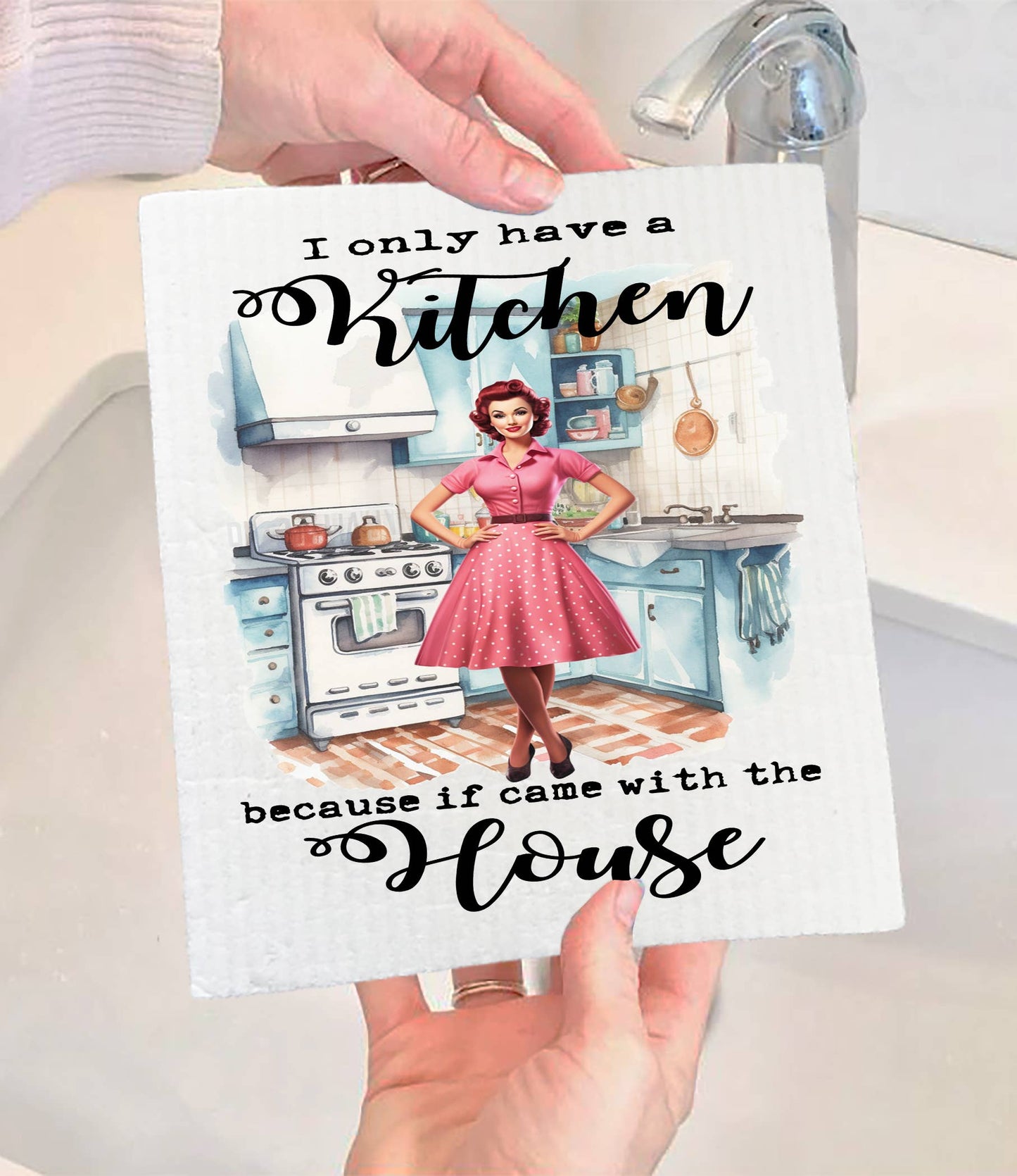 Set of 2 -  Kitchen Came with the House Funny SWEDISH DISH CLOTH