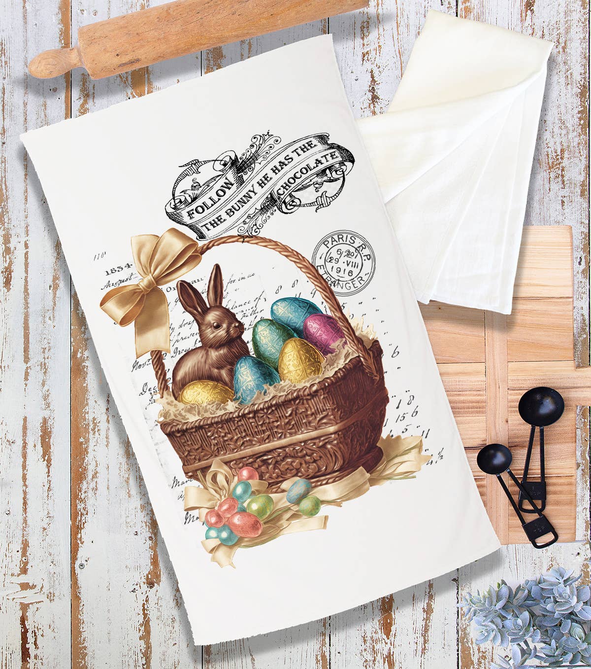 Easter Chocolate Follow the Bunny Terry Cloth Towel