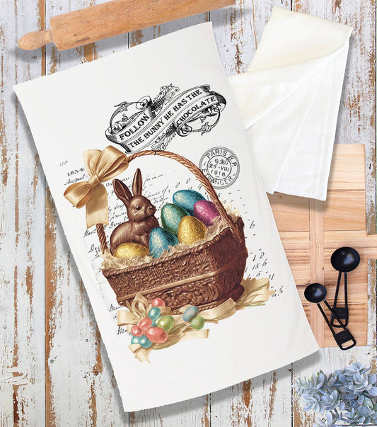 Easter Chocolate Follow the Bunny Terry Cloth Towel