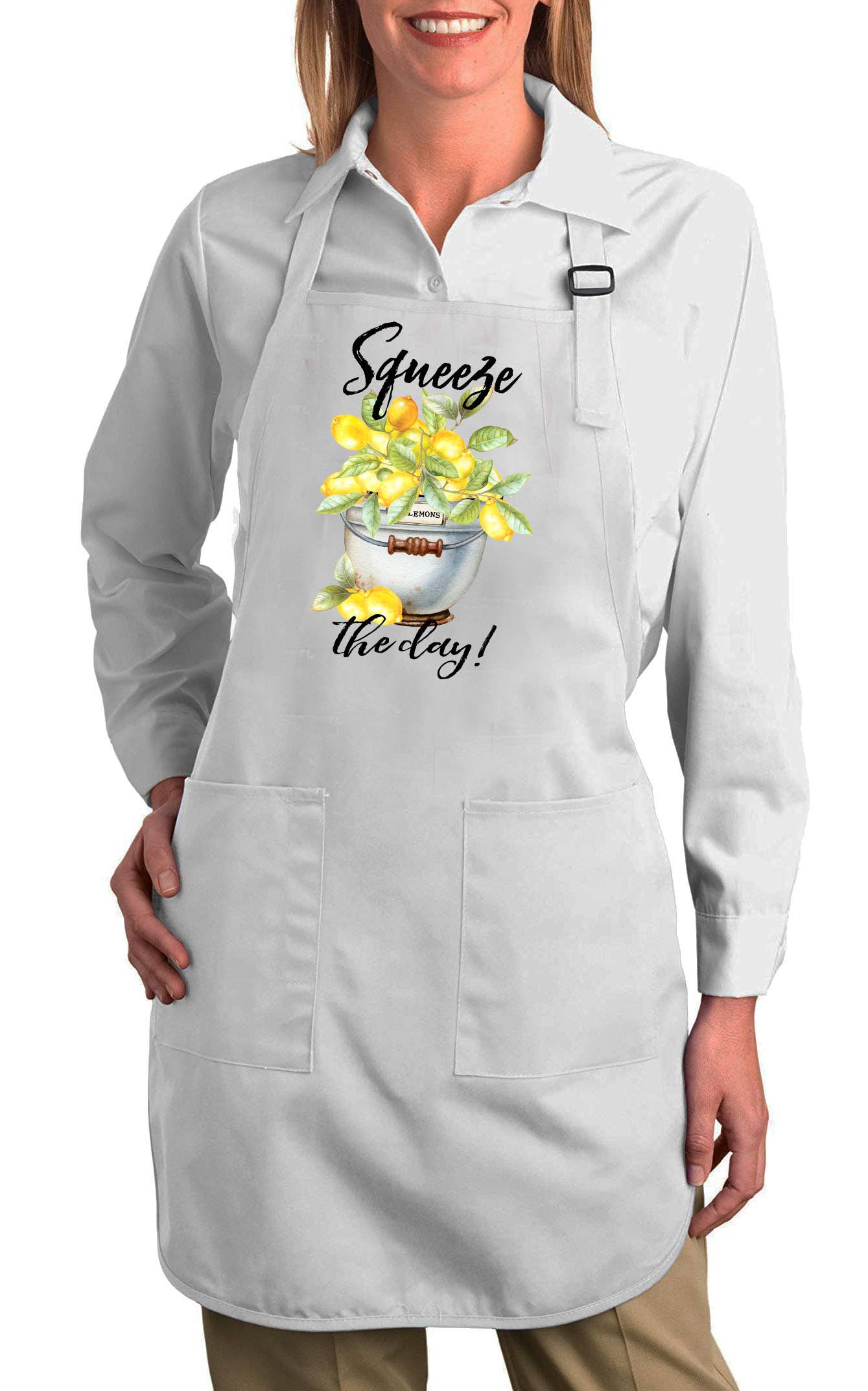 Squeeze the Day Bucket of Lemons Cotton Apron