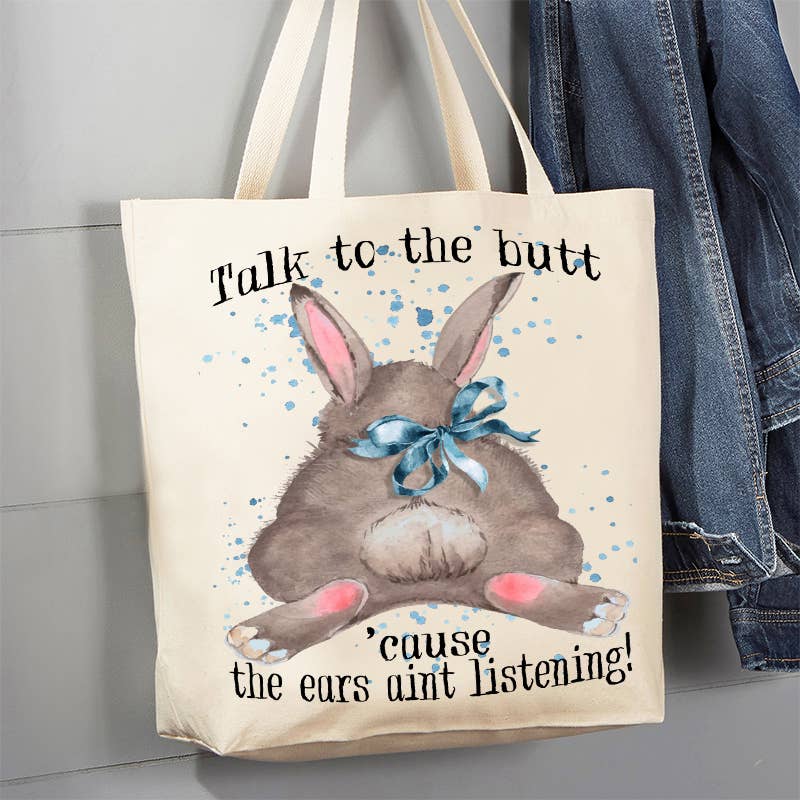 Easter Bunny Talk to the Butt 12 oz Canvas Tote Bag