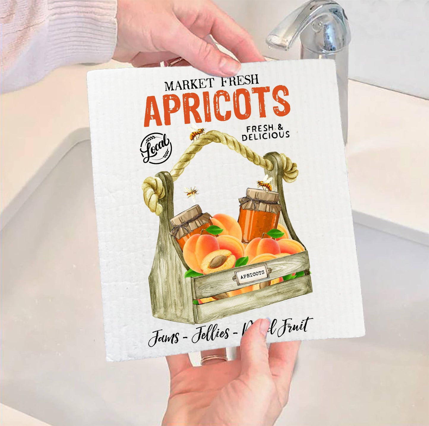 Set of 2 - Country Farm Apricot Fruit Kitchen Swedish Dish Cloth