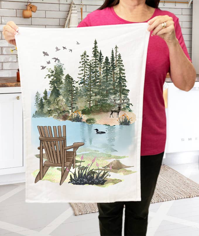 Andirondacks Chairs Lake Mountain Kitchen Terry Cloth Towels