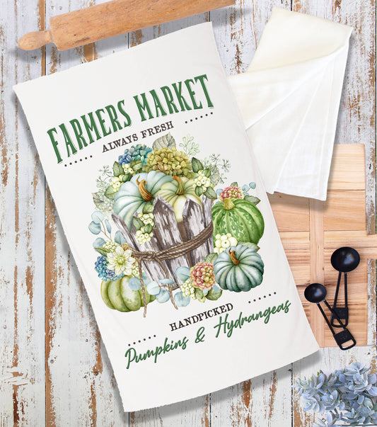 Autumn Fall Farmers Market Hydrangeas Terry Cloth Towel