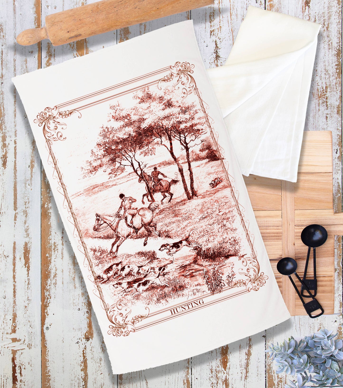 Vintage English Fox Hunting Terry Cloth Towel