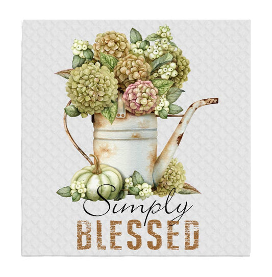 Set of 2 -  Fall Autumn Simply Blessed SWEDISH DISH CLOTH