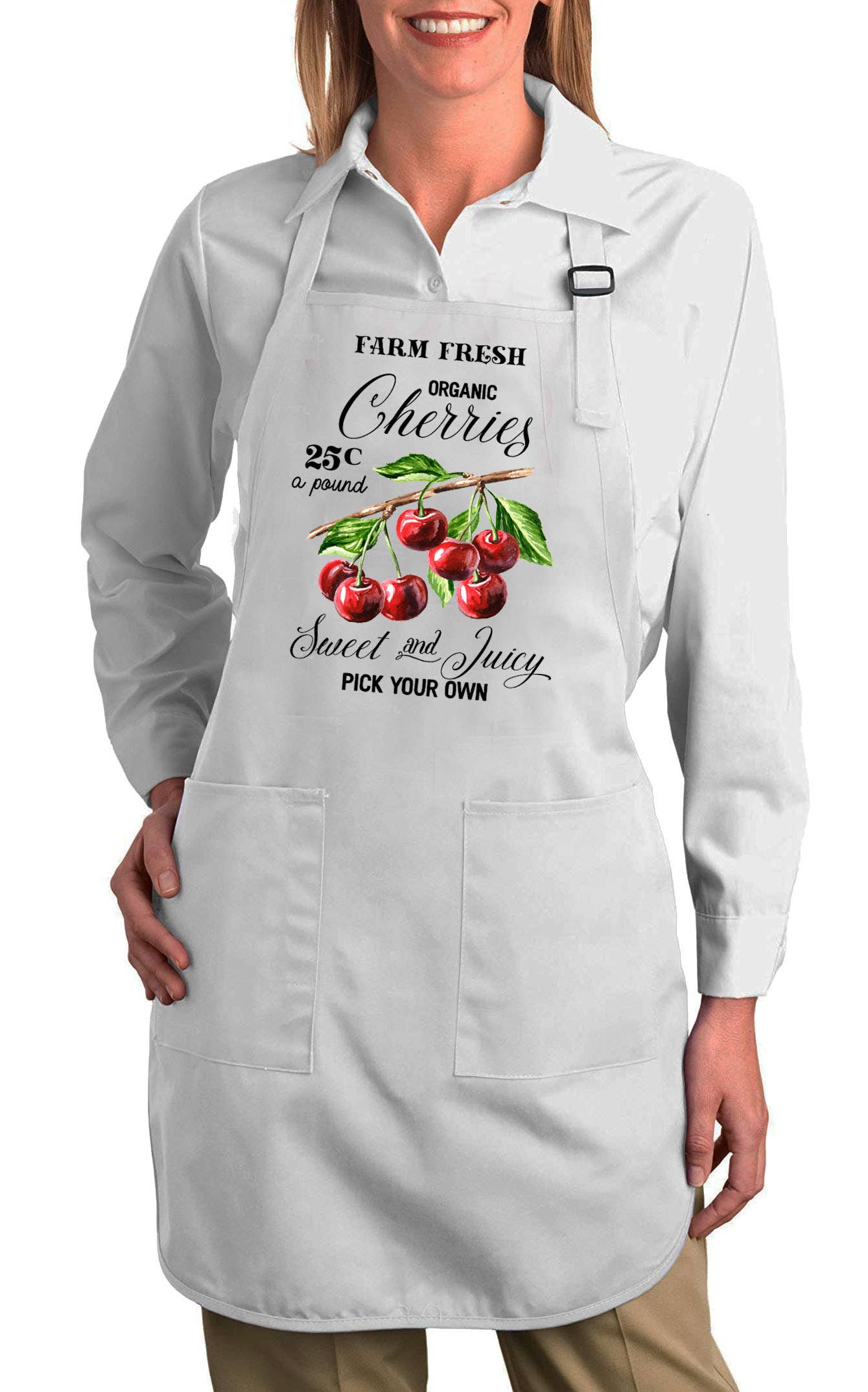 Farm Fresh Organic Cherries Cotton Apron