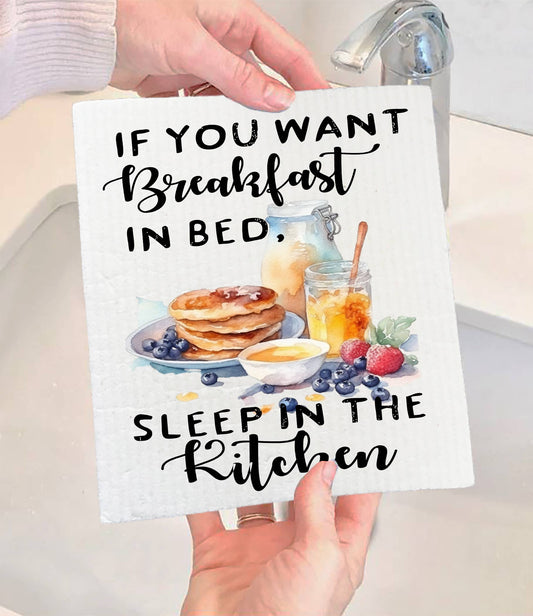 Set of 2 -  Breakfast In bed Sleep in Kitchen SWEDISH DISH CLOTH