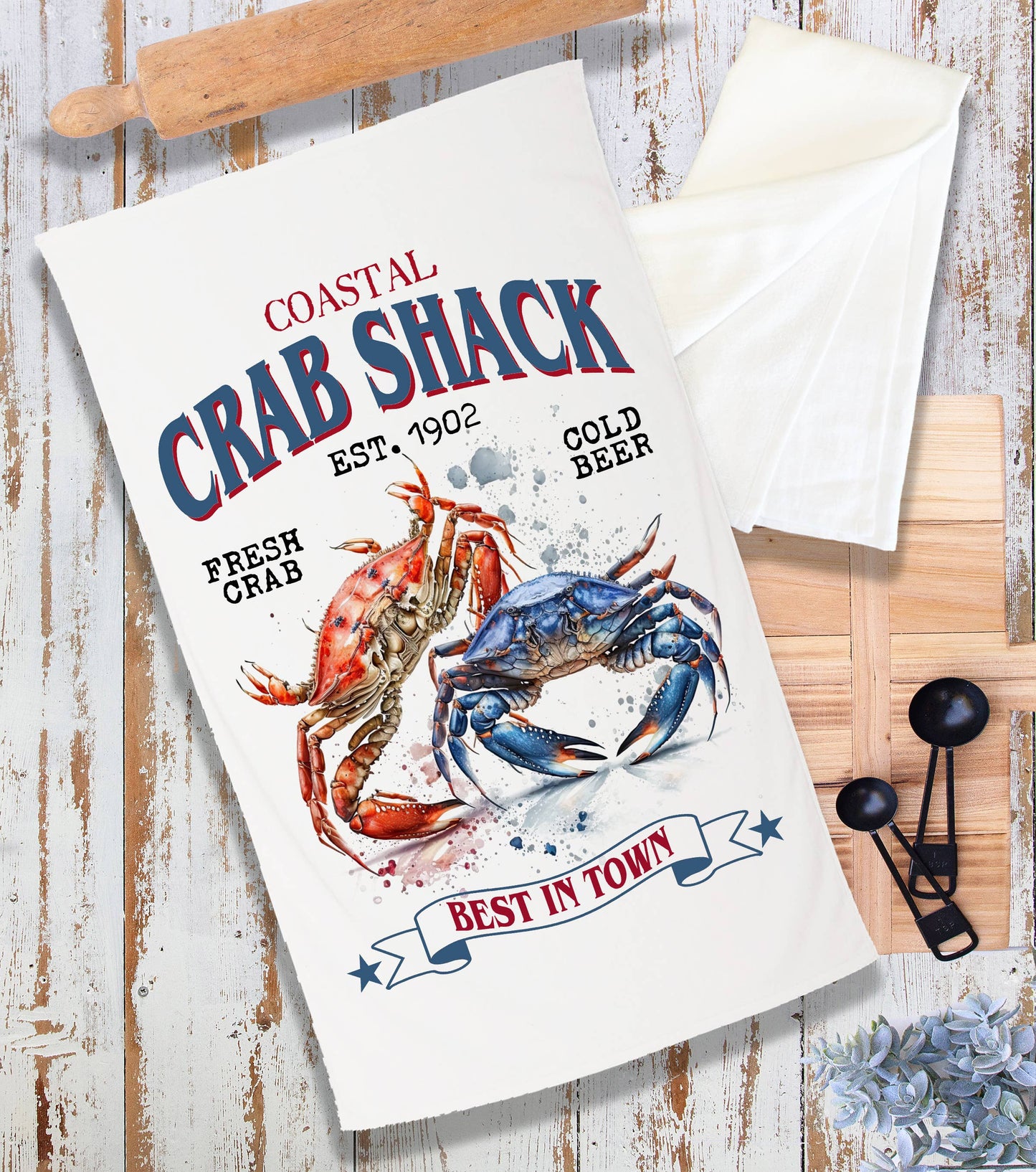 Coastal Beach Crab Shack Terry Cloth Towel