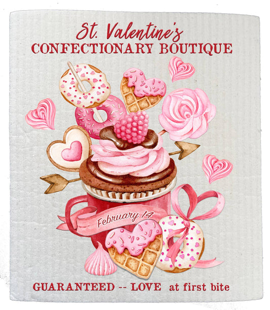 Set of 2 -  Valentine Cookies Cakes Bakery SWEDISH DISH CLOTHS