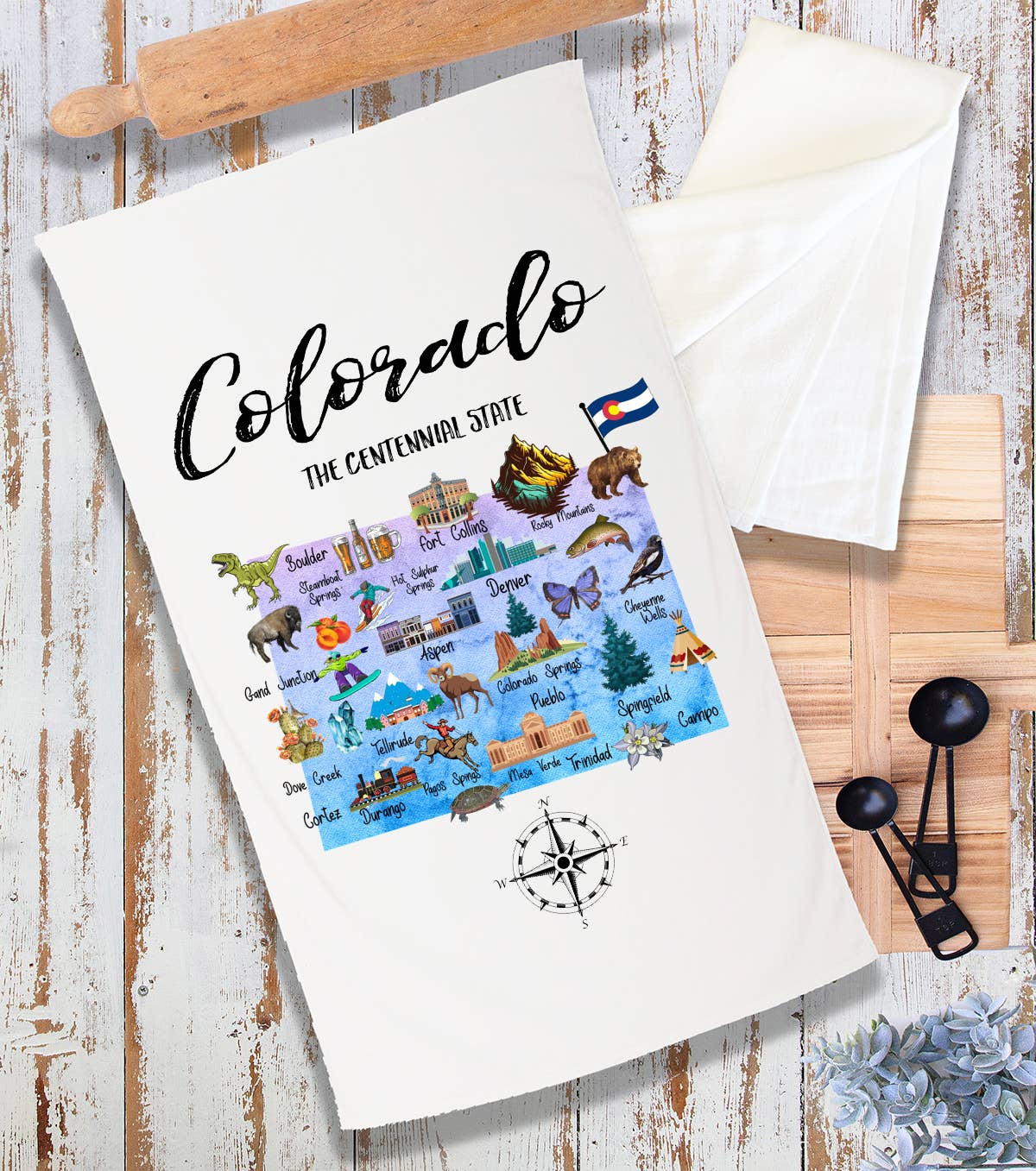 Colorado State Map Souvenir  Terry Cloth Towel
