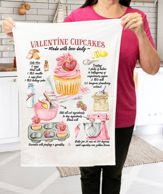 Valentine Cupcake Recipe Terry Cloth Towels