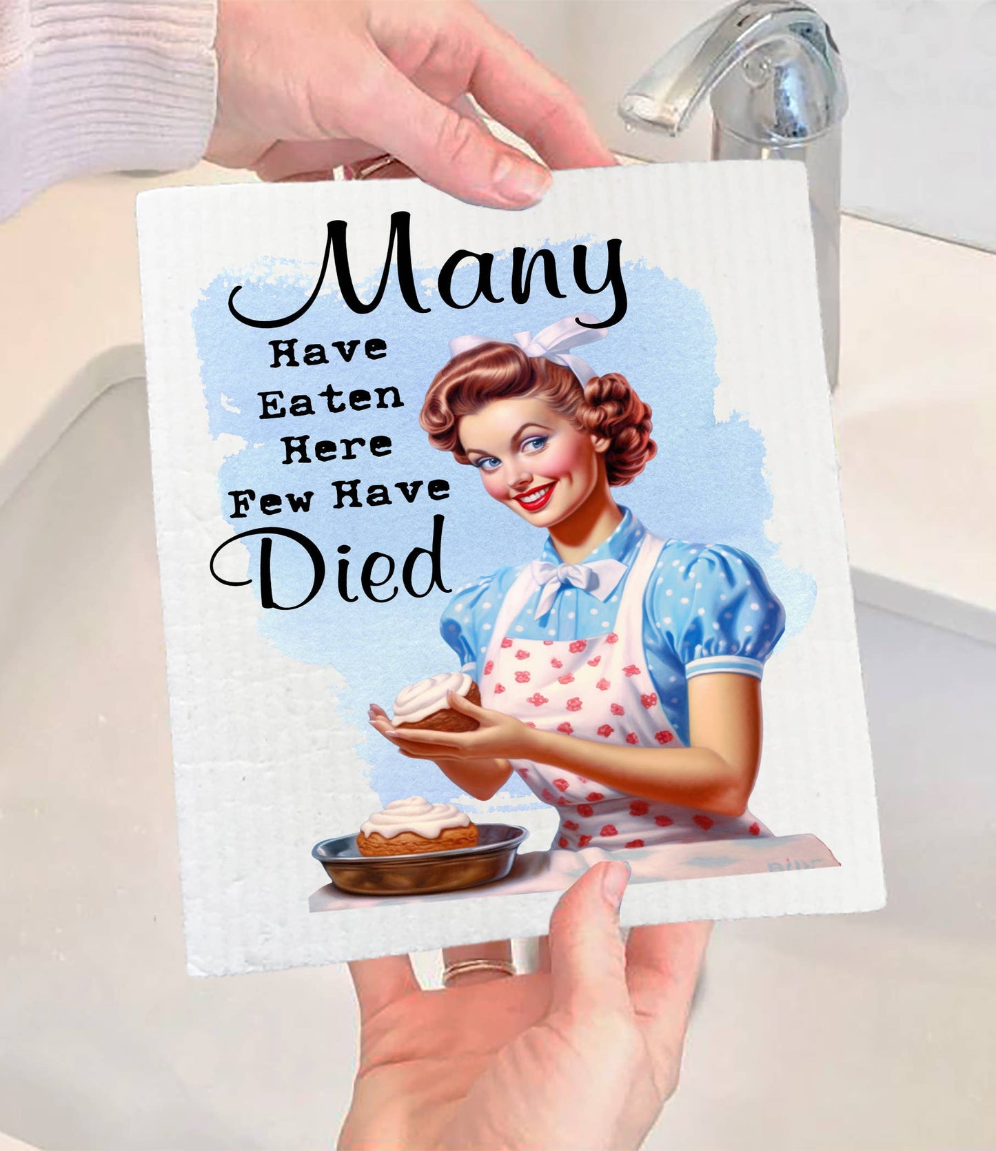 Set of 2 -  Have Eaten here never Died Funny SWEDISH DISH CLOTH