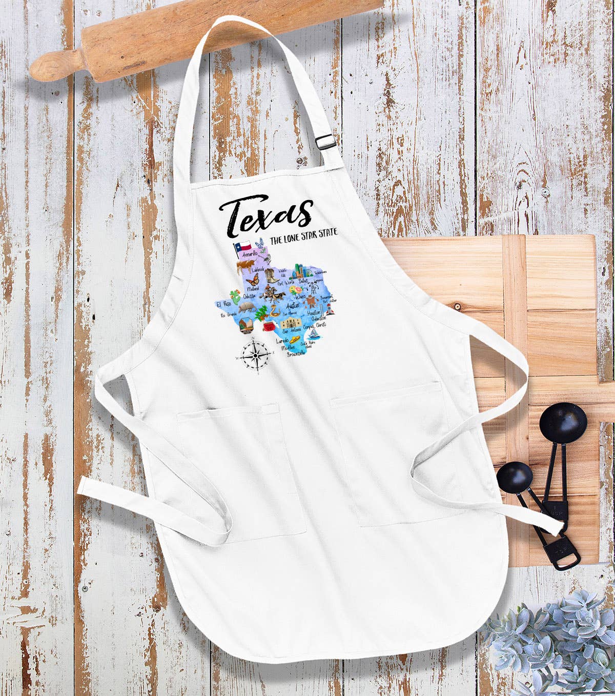 Texas State Map Souvenir Kitchen Cotton Apron