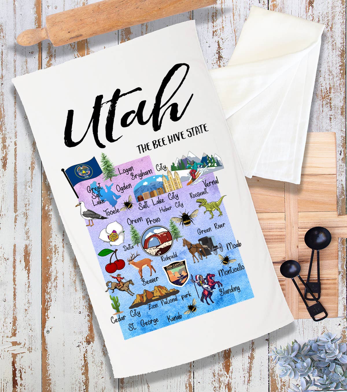 Utah State Map Souvenir Terry Cloth Towel