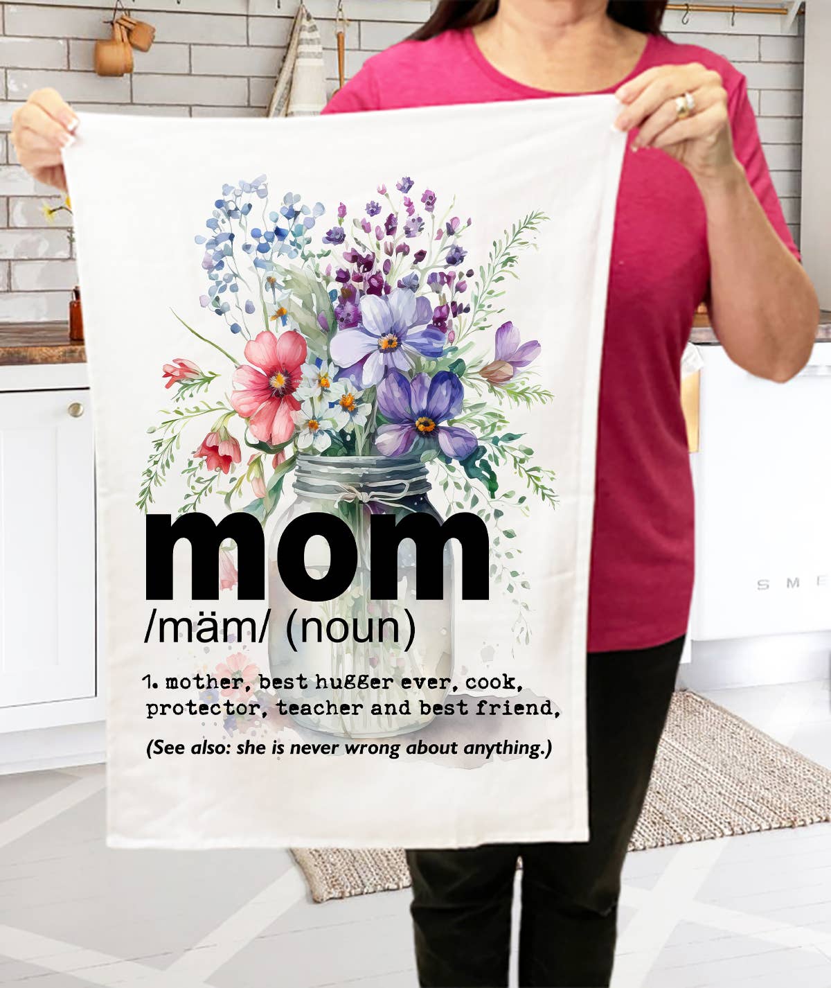 Mom Mother Definition Flowers Kitchen Terry Cloth Towel