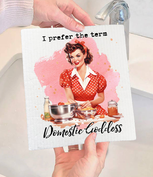 Set of 2 -  Domestic Goddess Retro Housewife SWEDISH DISH CLOTH