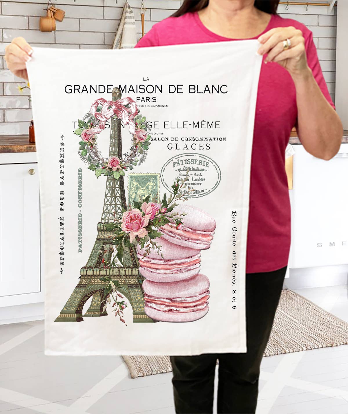 Vintage Paris France Pink Macarons Terry Cloth Towels