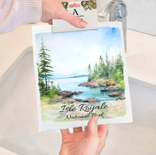Set of 2 -  Isle Royale National Park Michigan  SWEDISH DISH CLOTH