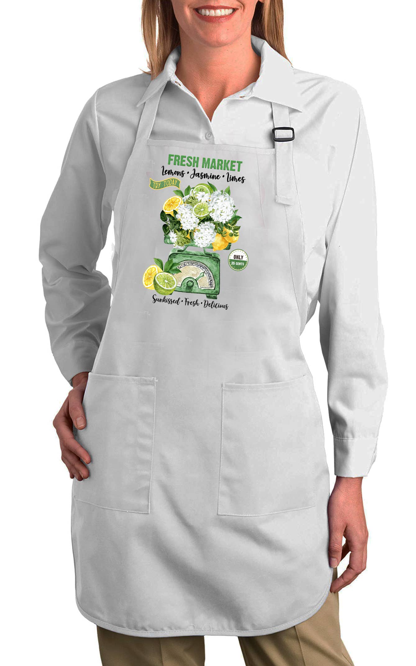 Fresh market Lemons Jasmine Limes Kitchen Cotton Apron