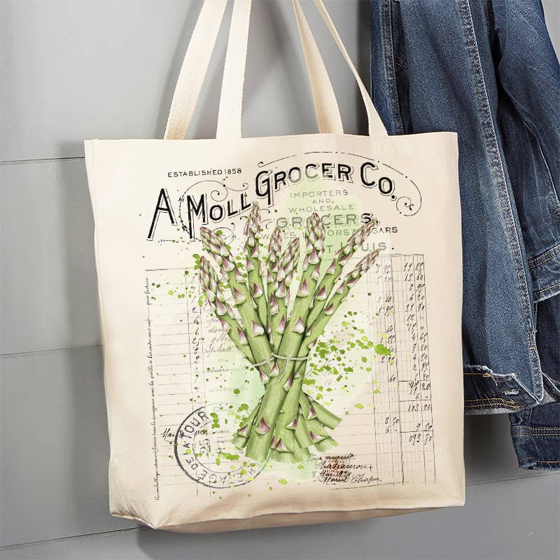 Vintage Farmhouse Aspargas Vegetables 12 oz Canvas Tote Bag