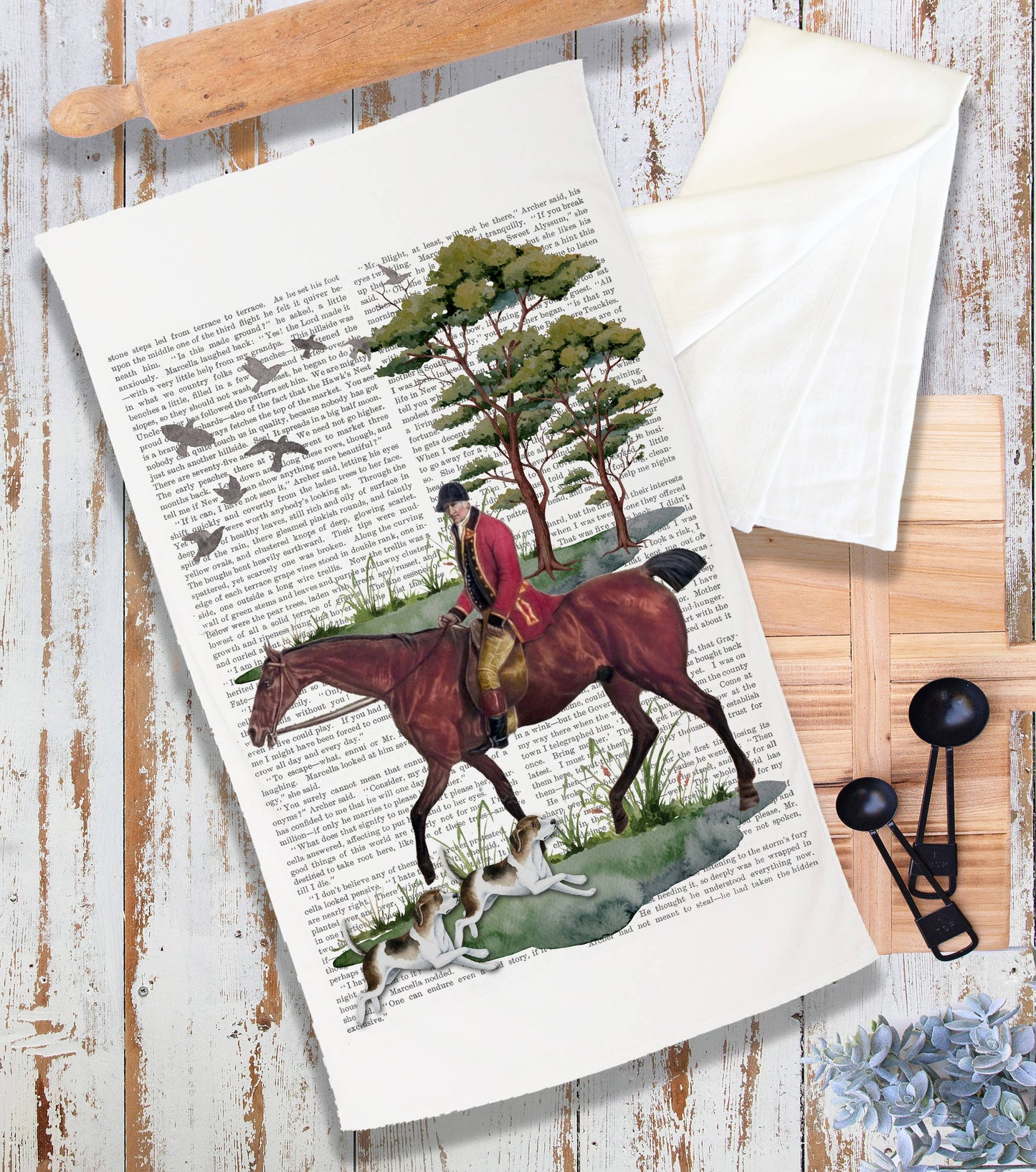 Vintage Fox Hunting Horses Terry Cloth Towel
