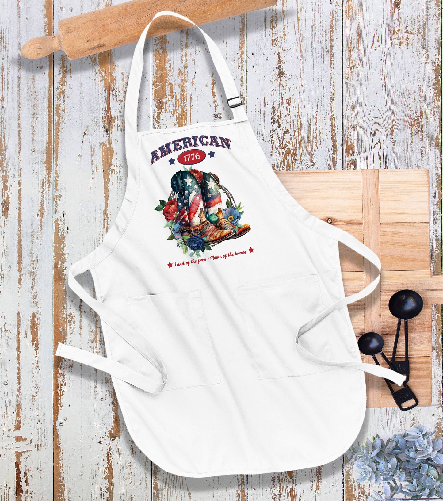 American Patriotic Western Cowboy Boots Cotton Apron