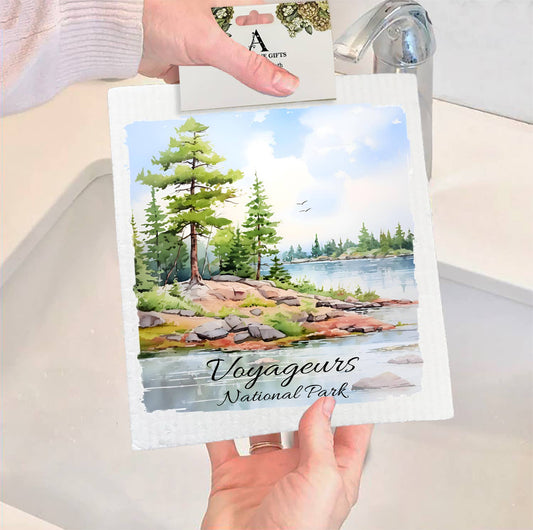 Set of 2 -  Voyageurs National Park Minnesota  SWEDISH DISH CLOTH