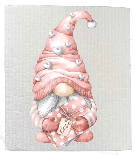 Set of 2 -  Valentine Gnome Love SWEDISH DISH CLOTHS