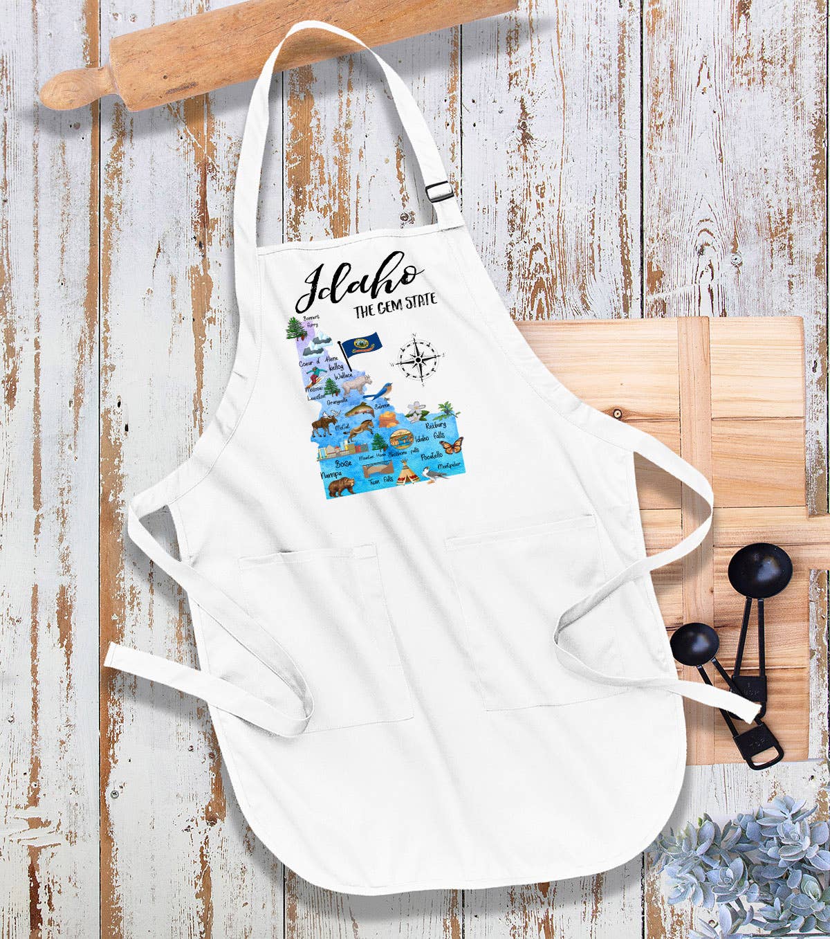 Idaho State Map Souvenir Kitchen Cotton Apron