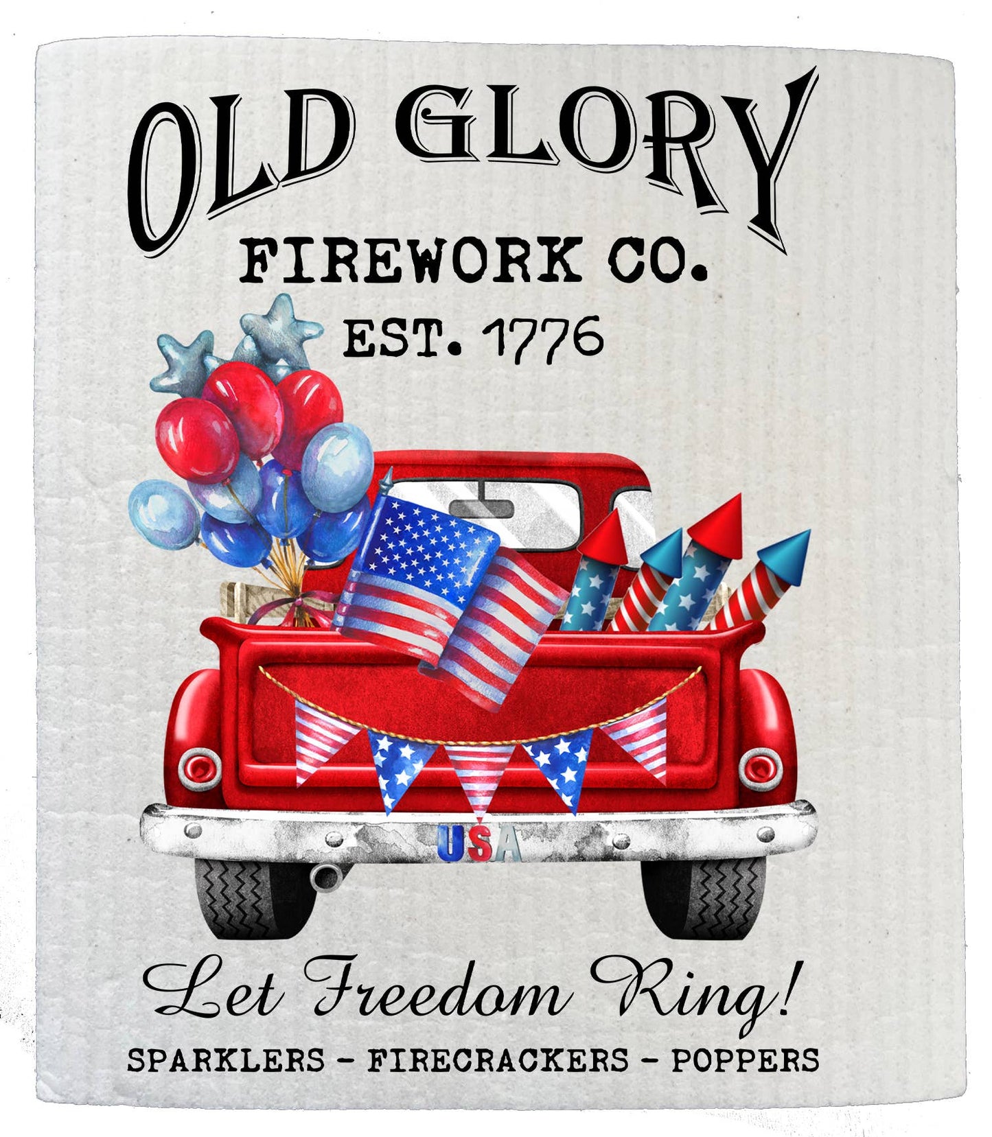 Set of 2 - Old Glory Fireworks Co Patriotic SWEDISH DISH CLOTH