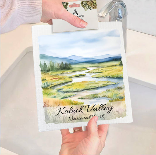 Set of 2 -  Kobuk Valley National Park Alaska  SWEDISH DISH CLOTH