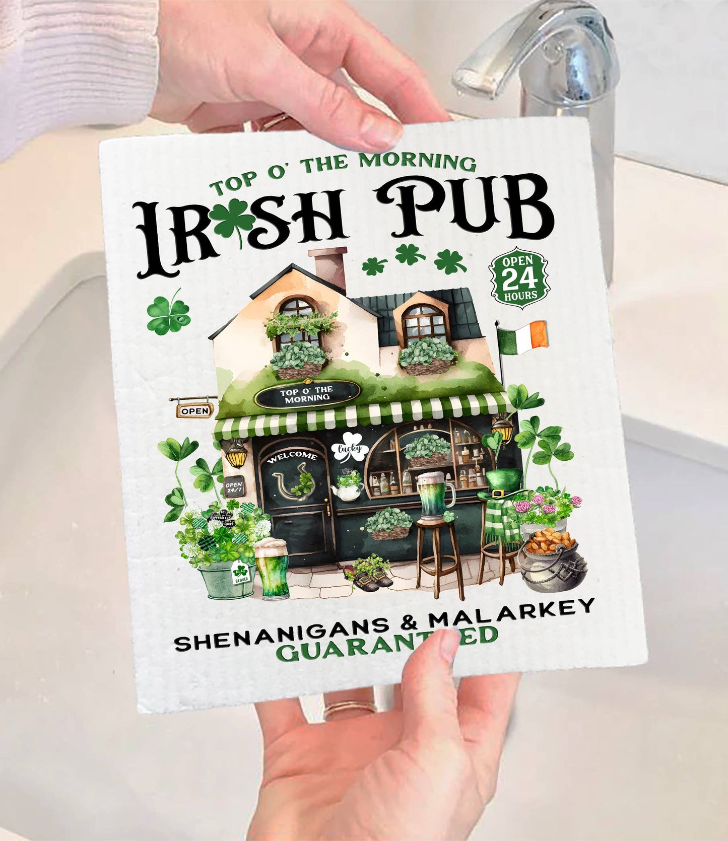Set of 2 - St Patrick's irish Pub Shenanigans SWEDISH DISH CLOTH
