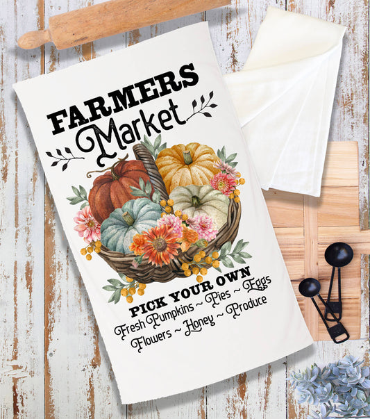 Autumn Fall Farmers Market Pumpins Terry Cloth Towel
