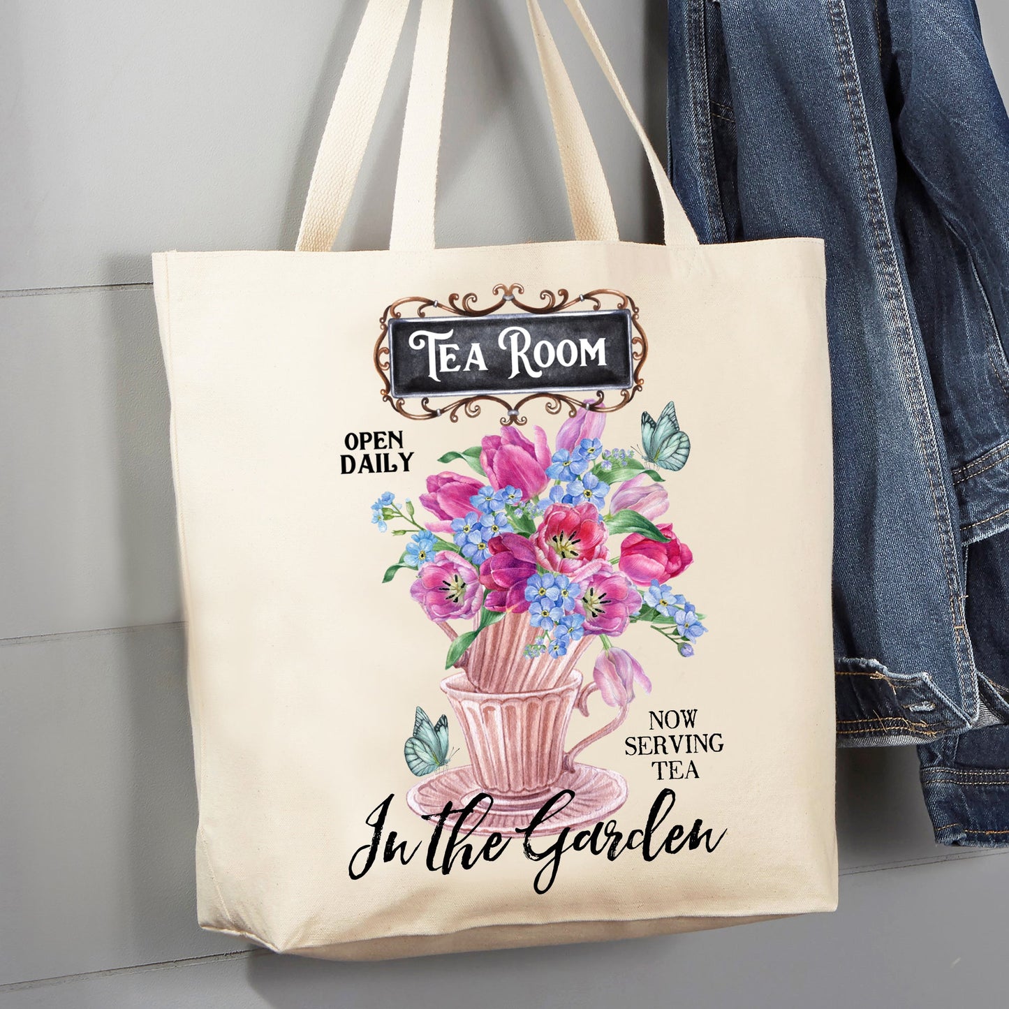 Tea Room in the Garden Tulips 12 oz Canvas Tote Bag