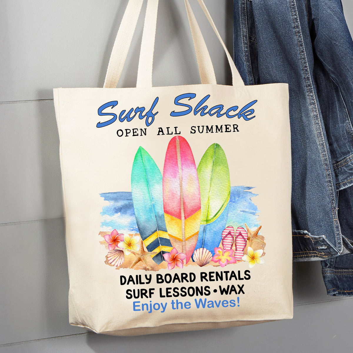 Surf Shack Surf Summer Ocean 12 oz Canvas Tote Bag