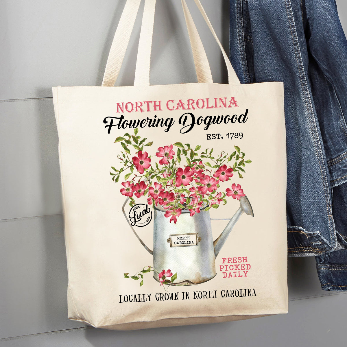 North Carolina State Flower 12 oz Canvas Tote Bag