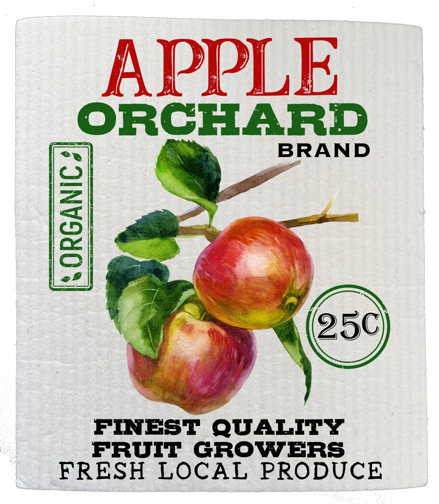 Set of 2 - Farmhouse Apple Orchard Organic SWEDISH DISH CLOTH