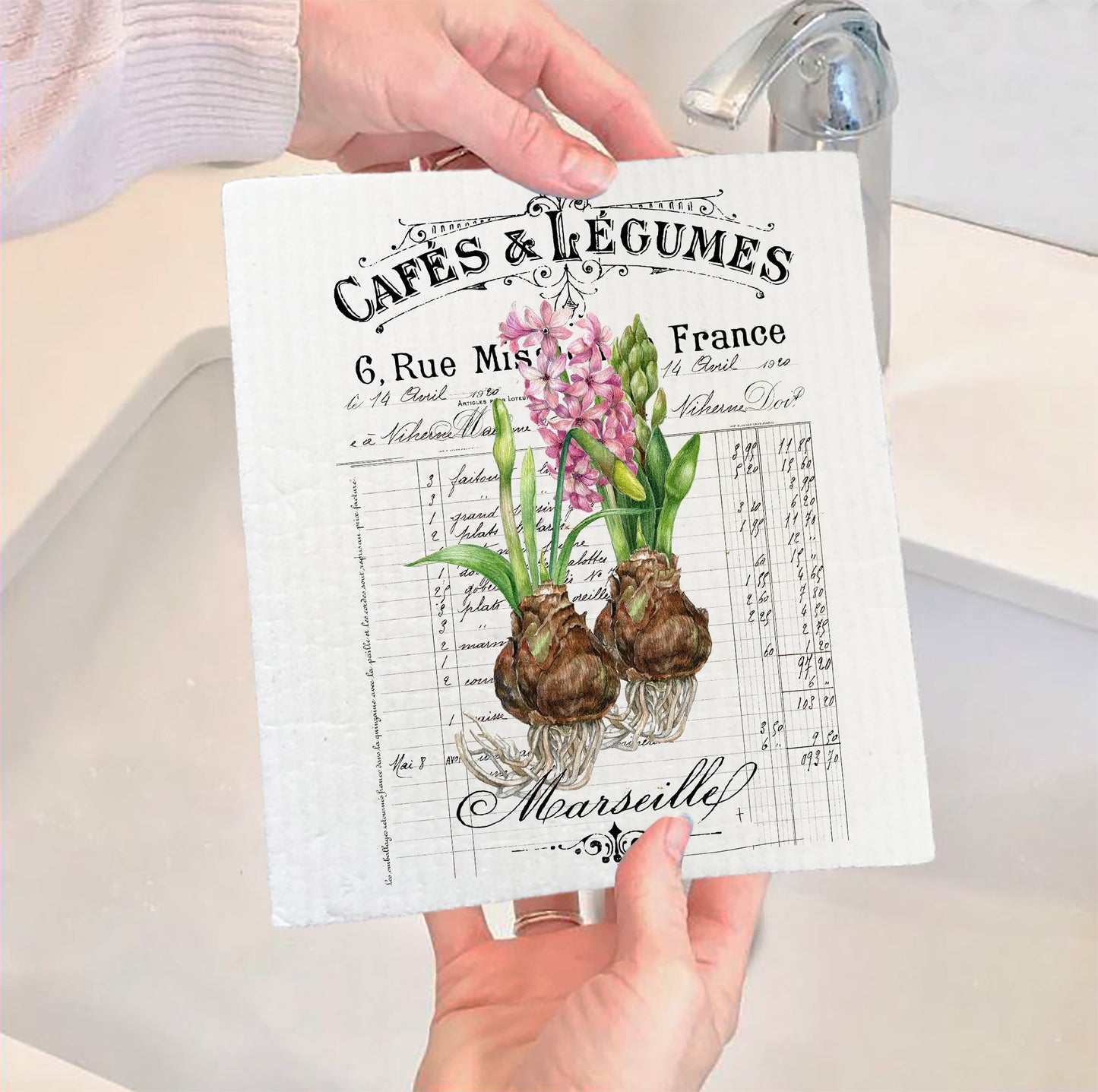 Set of 2 - French Spring Bulbs Florals Swedish Dish Cloth