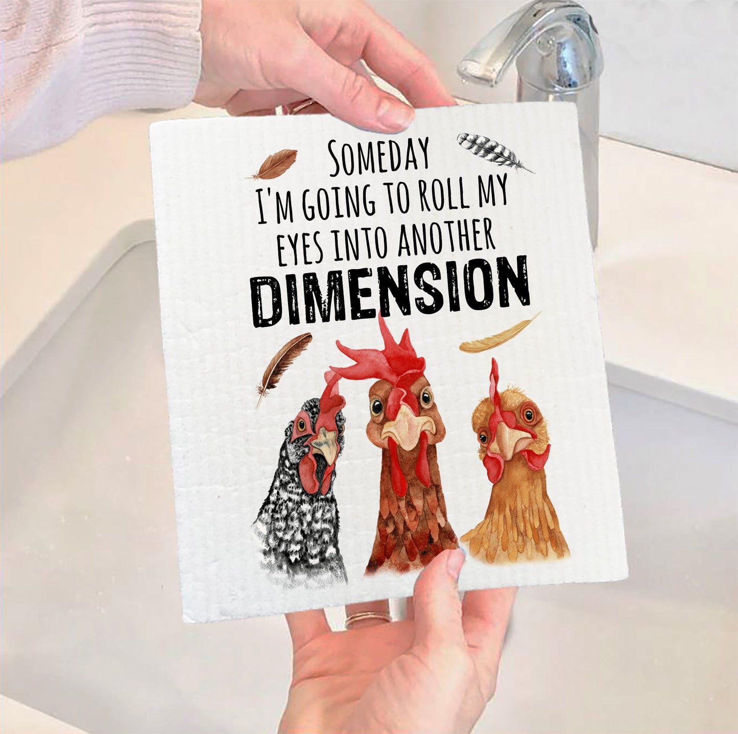 Set of 2 - Someday I'm Going to roll my eyes into another Dimension Swedish Dish Cloth