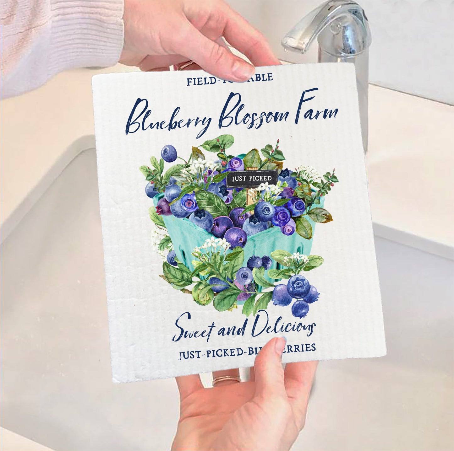 Set of 2 - Blueberry Country Farm Fruit Kitchen Swedish Dish Cloth