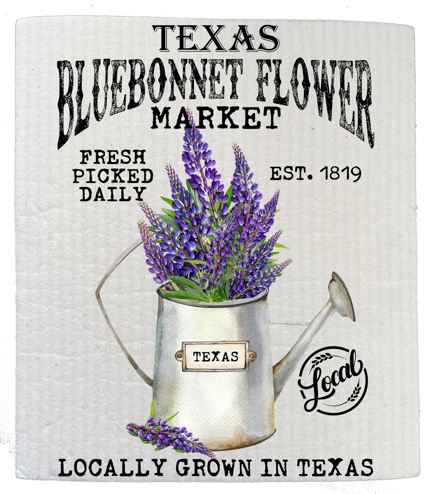 Set of 2 - Texas State Flower Bluebonnet Souvenir Kitchen SWEDISH DISH CLOTH
