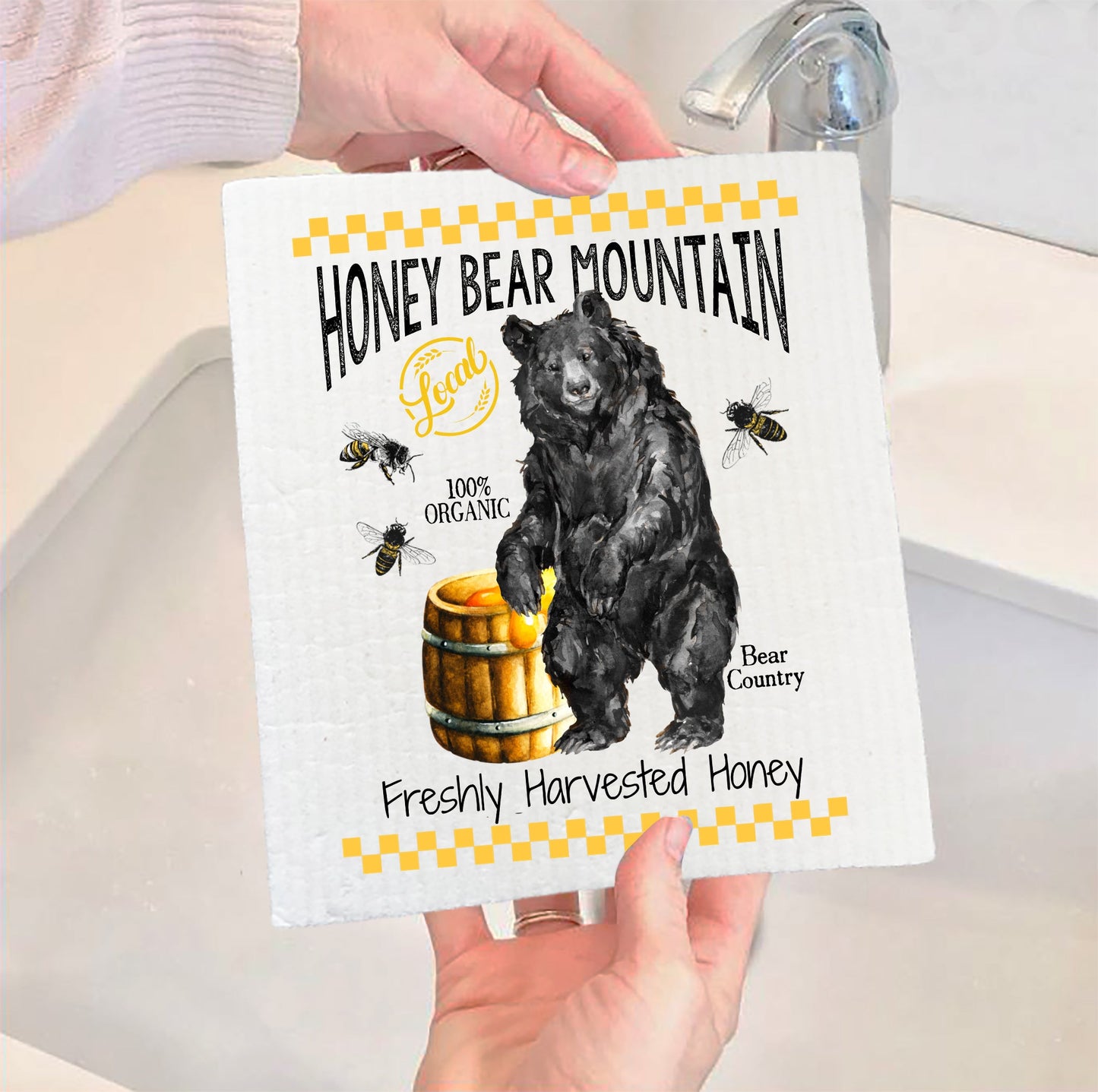 Set of 2 - Honey Black Bear Mountain Swedish Dish Cloth
