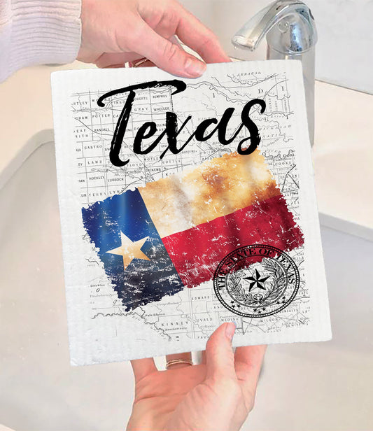 Set of 2 -  Texas State Flag Souvenir Souvenir SWEDISH DISH CLOTH