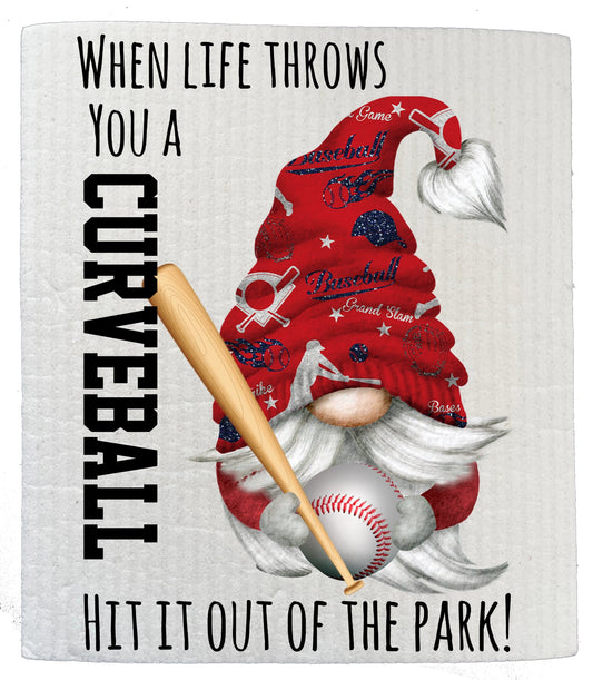 Set of 2 -  Gnome Baseball Red & Blue Team Colors Kitchen SWEDISH DISH CLOTH