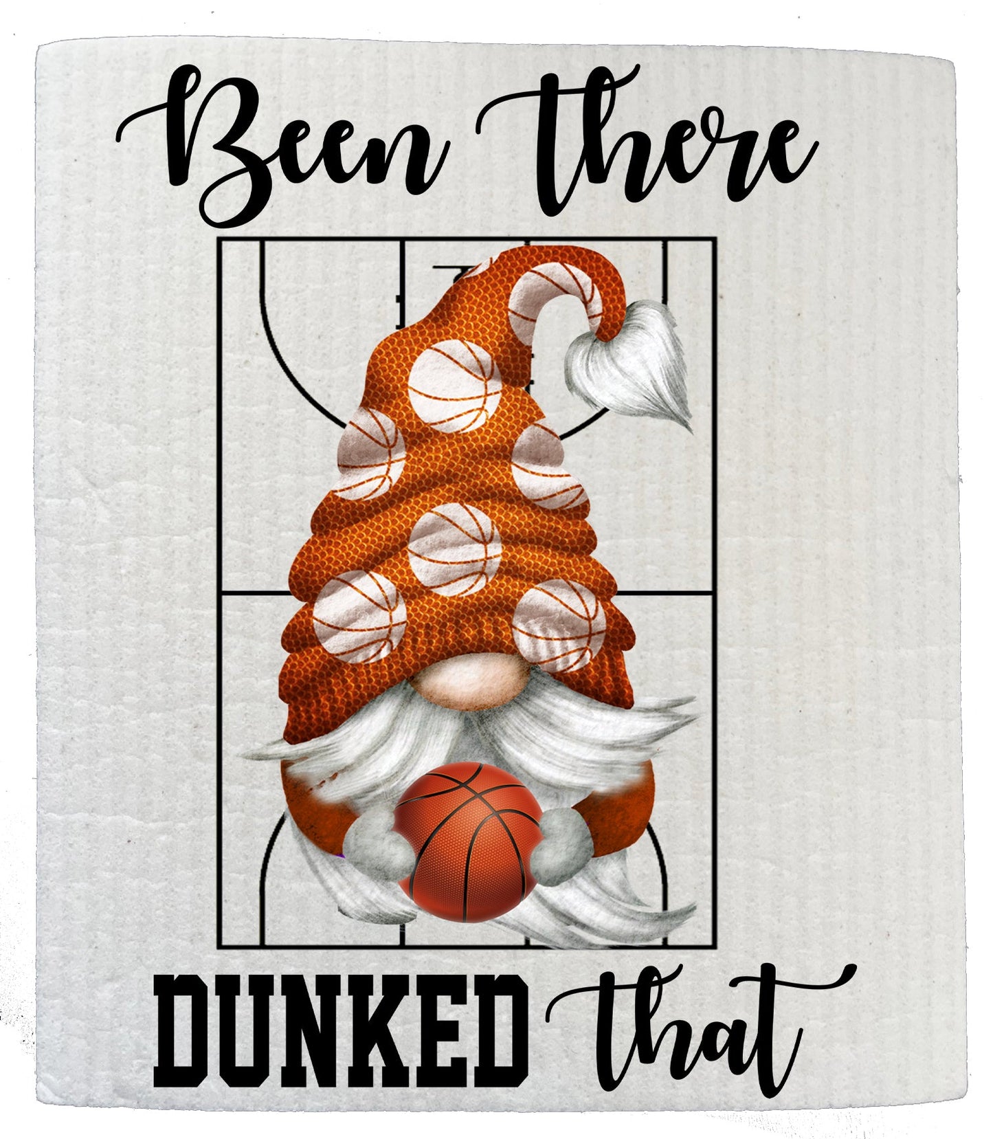 Set of 2 -  Gnome Basketball Been There Dunked That Kitchen SWEDISH DISH CLOTH