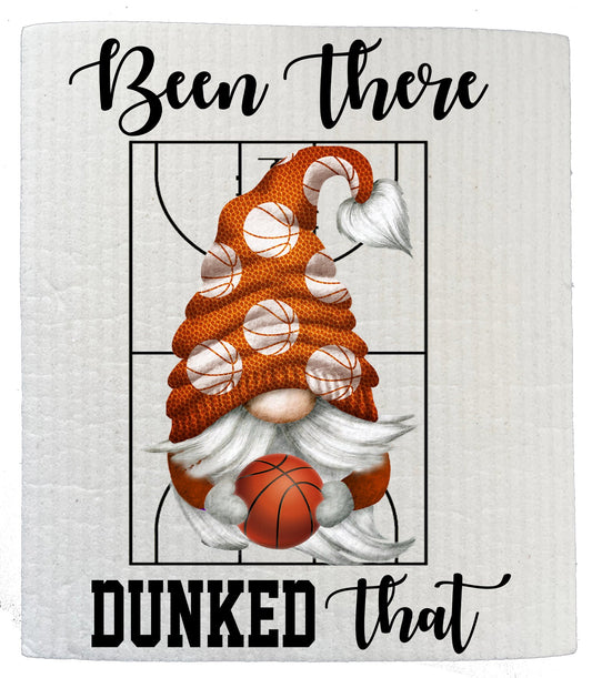 Set of 2 -  Gnome Basketball Been There Dunked That Kitchen SWEDISH DISH CLOTH