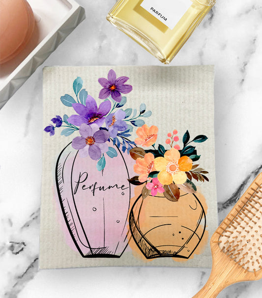 Set of 2 -  Bath & Body Perfume Bottles Floral SWEDISH BODY CLOTH